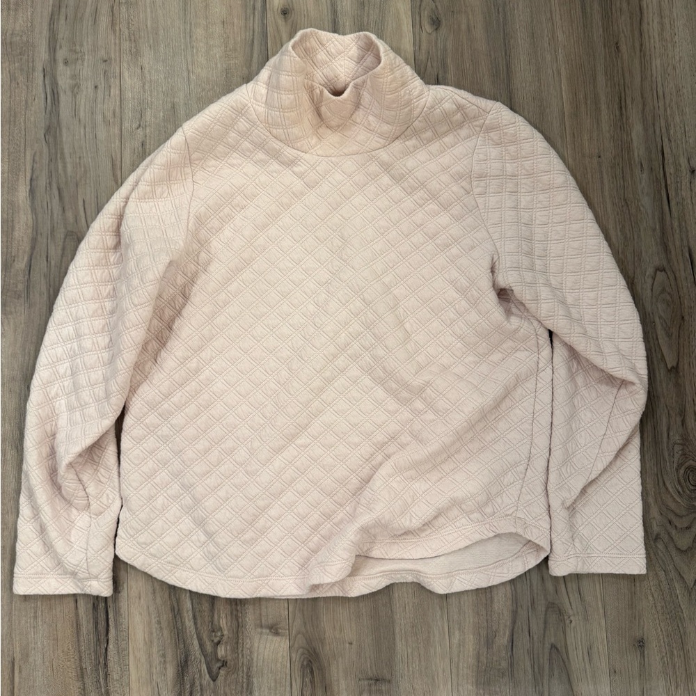 J. Crew Light Pink Quilted Turtleneck Sweater
